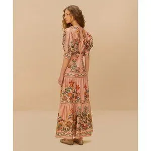 chinese dress ladies Farm Rio Red Garden Delight Long Sleeve Midi Dress, Garden Delight Red / Xs main image 1